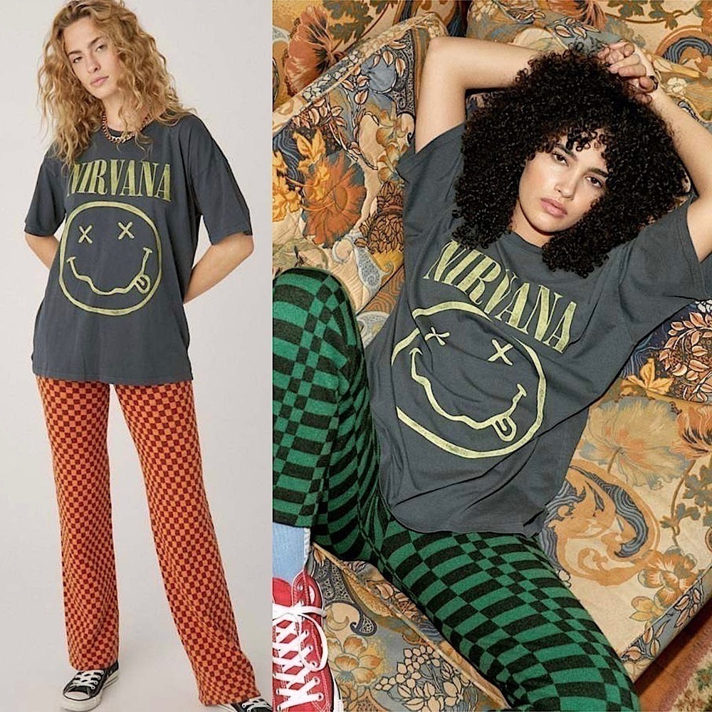 NWT DAYDREAMER 90s Nirvana Smiley Graphic Concert Merch‎ Grunge Rock Band Tee 2X